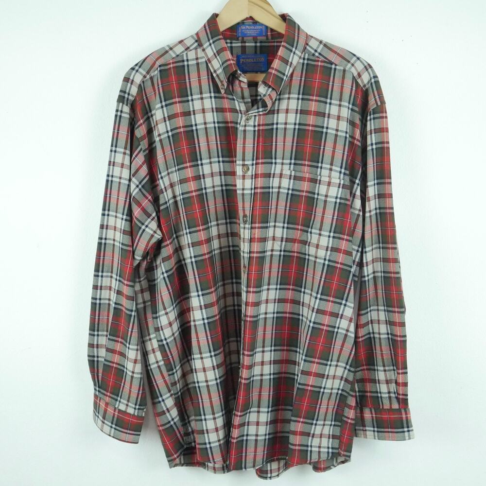 Pendleton Large Button Down Shirt Wool Plaid Heritage Dad‎ Outdoors Normcore